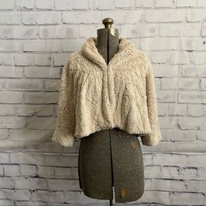 CAbi- retro cropped faux fur swing jacket